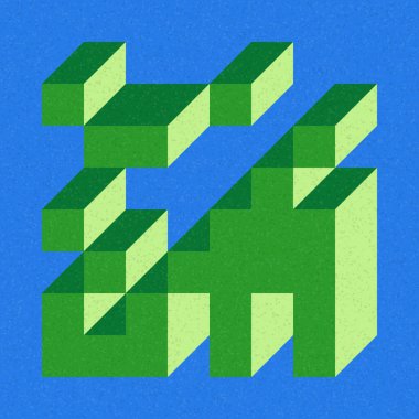 Soyut geometrik arkaplan. Edward Zajecs 2. Cubo 'nun 1971' deki uygulaması. Esasen 8 taştan oluşan bir Truchet fayans seti ve yerleştirme sanatı illüstrasyonu için kurallar 