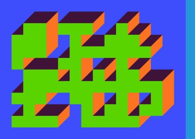 Edward Zajecs 2. Cubo 'nun 1971' deki uygulaması. Esasen 8 taştan oluşan bir Truchet fayans seti ve yerleştirme sanatı illüstrasyonu için kurallar  