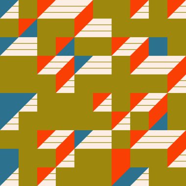 Soyut geometrik arkaplan. Edward Zajecs 2. Cubo 'nun 1971' deki uygulaması. Esasen 8 taştan oluşan bir Truchet fayans seti ve yerleştirme sanatı illüstrasyonu için kurallar 