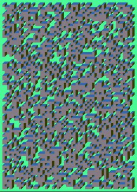 Edward Zajec 'in 1971' deki Il Cubo 'sunun uygulanması. Esasen 8 taştan oluşan bir Truchet fayans seti ve yerleştirme sanatı illüstrasyonu için kurallar