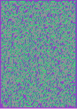 Edward Zajec 'in 1971' deki Il Cubo 'sunun uygulanması. Esasen 8 taştan oluşan bir Truchet fayans seti ve yerleştirme sanatı illüstrasyonu için kurallar