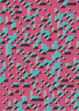 Soyut geometrik arkaplan. Edward Zajecs 2. Cubo 'nun 1971' deki uygulaması. Esasen 8 taştan oluşan bir Truchet fayans seti ve yerleştirme sanatı illüstrasyonu için kurallar 