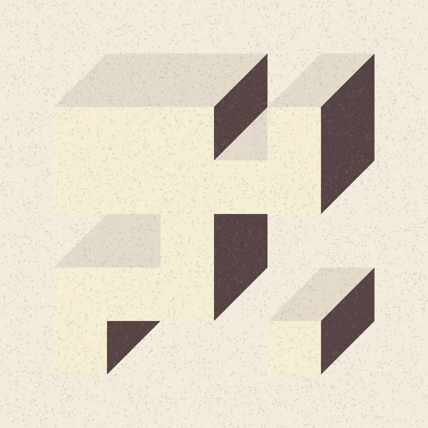 Soyut geometrik arkaplan. Edward Zajecs 2. Cubo 'nun 1971' deki uygulaması. Esasen 8 taştan oluşan bir Truchet fayans seti ve yerleştirme sanatı illüstrasyonu için kurallar 