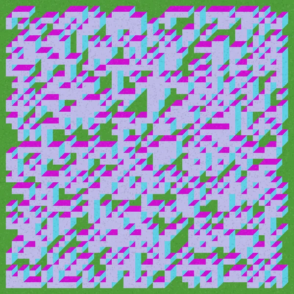 Edward Zajecs 2. Cubo 'nun 1971' deki uygulaması. Esasen 8 taştan oluşan bir Truchet fayans seti ve yerleştirme sanatı illüstrasyonu için kurallar  