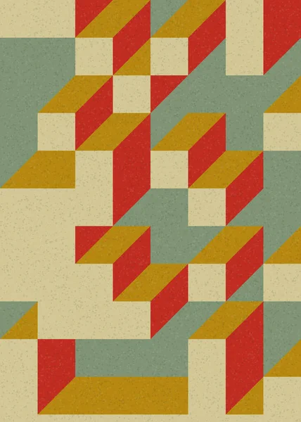 Soyut geometrik arkaplan. Edward Zajecs 2. Cubo 'nun 1971' deki uygulaması. Esasen 8 taştan oluşan bir Truchet fayans seti ve yerleştirme sanatı illüstrasyonu için kurallar 