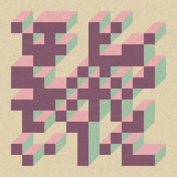 Soyut geometrik arkaplan. Edward Zajecs 2. Cubo 'nun 1971' deki uygulaması. Esasen 8 taştan oluşan bir Truchet fayans seti ve yerleştirme sanatı illüstrasyonu için kurallar 