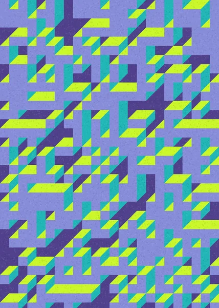 Soyut geometrik arkaplan. Edward Zajecs 2. Cubo 'nun 1971' deki uygulaması. Esasen 8 taştan oluşan bir Truchet fayans seti ve yerleştirme sanatı illüstrasyonu için kurallar 