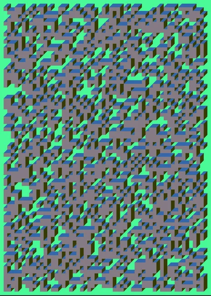 Edward Zajec 'in 1971' deki Il Cubo 'sunun uygulanması. Esasen 8 taştan oluşan bir Truchet fayans seti ve yerleştirme sanatı illüstrasyonu için kurallar