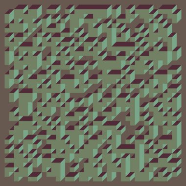 Soyut geometrik arkaplan. Edward Zajecs 2. Cubo 'nun 1971' deki uygulaması. Esasen 8 taştan oluşan bir Truchet fayans seti ve yerleştirme sanatı illüstrasyonu için kurallar 