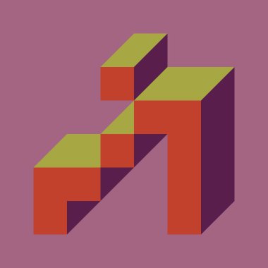 Edward Zajecs 2. Cubo 'nun 1971' deki uygulaması. Esasen 8 taştan oluşan bir Truchet fayans seti ve yerleştirme sanatı illüstrasyonu için kurallar  