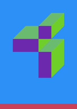 Edward Zajec 'in 1971' deki Il Cubo 'sunun uygulanması. Esasen 8 taştan oluşan bir Truchet fayans seti ve yerleştirme sanatı illüstrasyonu için kurallar