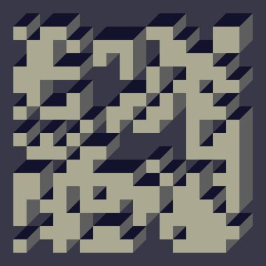 Edward Zajec 'in 1971' deki Il Cubo 'sunun uygulanması. Esasen 8 taştan oluşan bir Truchet fayans seti ve yerleştirme sanatı illüstrasyonu için kurallar