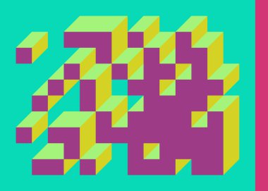 Edward Zajecs 2. Cubo 'nun 1971' deki uygulaması. Esasen 8 taştan oluşan bir Truchet fayans seti ve yerleştirme sanatı illüstrasyonu için kurallar  