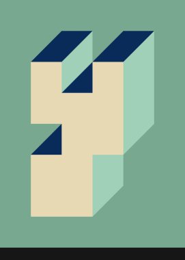 Edward Zajec 'in 1971' deki Il Cubo 'sunun uygulanması. Esasen 8 taştan oluşan bir Truchet fayans seti ve yerleştirme sanatı illüstrasyonu için kurallar