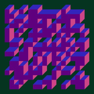 Soyut geometrik arkaplan. Edward Zajecs 2. Cubo 'nun 1971' deki uygulaması. Esasen 8 taştan oluşan bir Truchet fayans seti ve yerleştirme sanatı illüstrasyonu için kurallar 