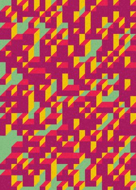 Soyut geometrik arkaplan. Edward Zajecs 2. Cubo 'nun 1971' deki uygulaması. Esasen 8 taştan oluşan bir Truchet fayans seti ve yerleştirme sanatı illüstrasyonu için kurallar 