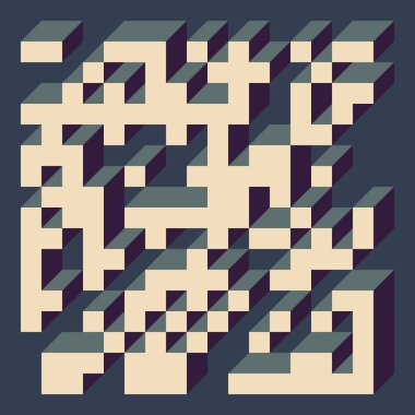 Soyut geometrik arkaplan. Edward Zajecs 2. Cubo 'nun 1971' deki uygulaması. Esasen 8 taştan oluşan bir Truchet fayans seti ve yerleştirme sanatı illüstrasyonu için kurallar 