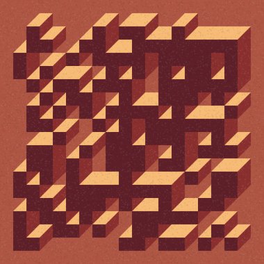 Soyut geometrik arkaplan. Edward Zajecs 2. Cubo 'nun 1971' deki uygulaması. Esasen 8 taştan oluşan bir Truchet fayans seti ve yerleştirme sanatı illüstrasyonu için kurallar 