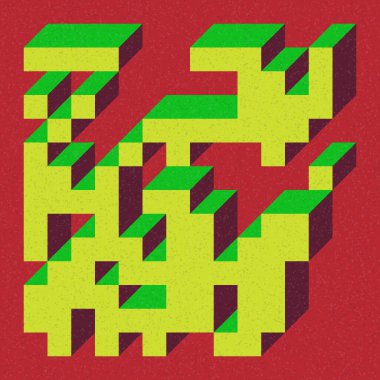 Soyut geometrik arkaplan. Edward Zajecs 2. Cubo 'nun 1971' deki uygulaması. Esasen 8 taştan oluşan bir Truchet fayans seti ve yerleştirme sanatı illüstrasyonu için kurallar 