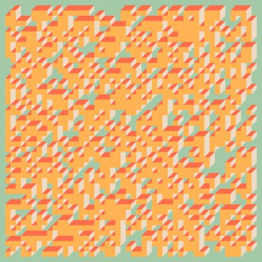 Soyut geometrik arkaplan. Edward Zajecs 2. Cubo 'nun 1971' deki uygulaması. Esasen 8 taştan oluşan bir Truchet fayans seti ve yerleştirme sanatı illüstrasyonu için kurallar 