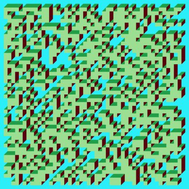 Soyut geometrik arkaplan. Edward Zajecs 2. Cubo 'nun 1971' deki uygulaması. Esasen 8 taştan oluşan bir Truchet fayans seti ve yerleştirme sanatı illüstrasyonu için kurallar 