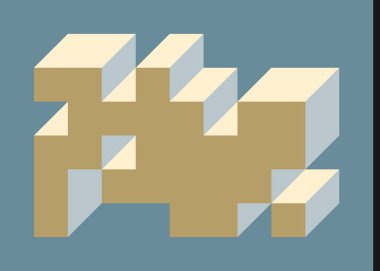 Edward Zajecs 2. Cubo 'nun 1971' deki uygulaması. Esasen 8 taştan oluşan bir Truchet fayans seti ve yerleştirme sanatı illüstrasyonu için kurallar  