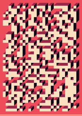 Edward Zajec 'in 1971' deki Il Cubo 'sunun uygulanması. Esasen 8 taştan oluşan bir Truchet fayans seti ve yerleştirme sanatı illüstrasyonu için kurallar