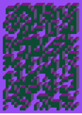 Edward Zajec 'in 1971' deki Il Cubo 'sunun uygulanması. Esasen 8 taştan oluşan bir Truchet fayans seti ve yerleştirme sanatı illüstrasyonu için kurallar