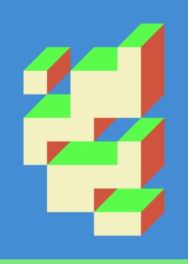 Edward Zajecs 2. Cubo 'nun 1971' deki uygulaması. Esasen 8 taştan oluşan bir Truchet fayans seti ve yerleştirme sanatı illüstrasyonu için kurallar  