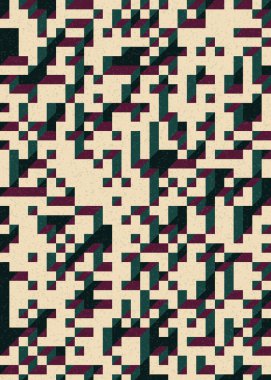 Soyut geometrik arkaplan. Edward Zajecs 2. Cubo 'nun 1971' deki uygulaması. Esasen 8 taştan oluşan bir Truchet fayans seti ve yerleştirme sanatı illüstrasyonu için kurallar 