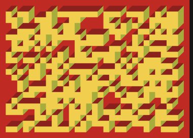 Edward Zajecs 2. Cubo 'nun 1971' deki uygulaması. Esasen 8 taştan oluşan bir Truchet fayans seti ve yerleştirme sanatı illüstrasyonu için kurallar 