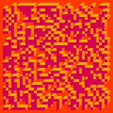 Soyut geometrik arkaplan. Edward Zajecs 2. Cubo 'nun 1971' deki uygulaması. Esasen 8 taştan oluşan bir Truchet fayans seti ve yerleştirme sanatı illüstrasyonu için kurallar 