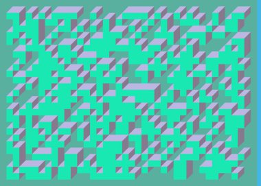 Edward Zajecs 2. Cubo 'nun 1971' deki uygulaması. Esasen 8 taştan oluşan bir Truchet fayans seti ve yerleştirme sanatı illüstrasyonu için kurallar 