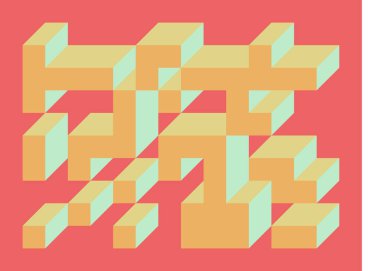 Edward Zajecs 2. Cubo 'nun 1971' deki uygulaması. Esasen 8 taştan oluşan bir Truchet fayans seti ve yerleştirme sanatı illüstrasyonu için kurallar 