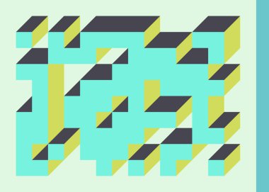 Edward Zajecs 2. Cubo 'nun 1971' deki uygulaması. Esasen 8 taştan oluşan bir Truchet fayans seti ve yerleştirme sanatı illüstrasyonu için kurallar 