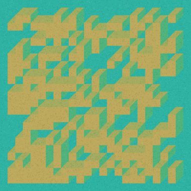 Soyut geometrik arkaplan. Edward Zajecs 2. Cubo 'nun 1971' deki uygulaması. Esasen 8 taştan oluşan bir Truchet fayans seti ve yerleştirme sanatı illüstrasyonu için kurallar 