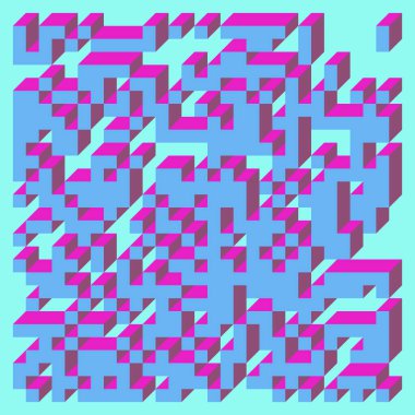 Edward Zajecs 2. Cubo 'nun 1971' deki uygulaması. Esasen 8 taştan oluşan bir Truchet fayans seti ve yerleştirme sanatı illüstrasyonu için kurallar  