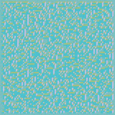 Soyut geometrik arkaplan. Edward Zajecs 2. Cubo 'nun 1971' deki uygulaması. Esasen 8 taştan oluşan bir Truchet fayans seti ve yerleştirme sanatı illüstrasyonu için kurallar 