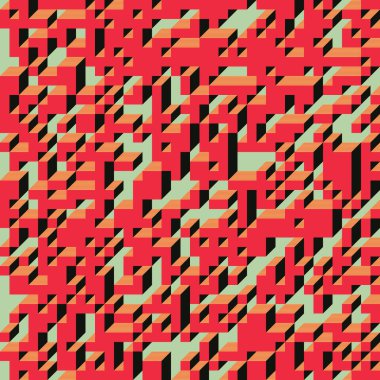 Soyut geometrik arkaplan. Edward Zajecs 2. Cubo 'nun 1971' deki uygulaması. Esasen 8 taştan oluşan bir Truchet fayans seti ve yerleştirme sanatı illüstrasyonu için kurallar 