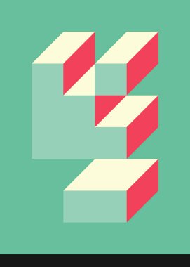 Edward Zajec 'in 1971' deki Il Cubo 'sunun uygulanması. Esasen 8 taştan oluşan bir Truchet fayans seti ve yerleştirme sanatı illüstrasyonu için kurallar