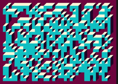 Edward Zajecs 2. Cubo 'nun 1971' deki uygulaması. Esasen 8 taştan oluşan bir Truchet fayans seti ve yerleştirme sanatı illüstrasyonu için kurallar 