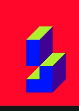 Edward Zajec 'in 1971' deki Il Cubo 'sunun uygulanması. Esasen 8 taştan oluşan bir Truchet fayans seti ve yerleştirme sanatı illüstrasyonu için kurallar