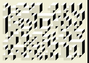 Edward Zajec 'in 1971' deki Il Cubo 'sunun uygulanması. Esasen 8 taştan oluşan bir Truchet fayans seti ve yerleştirme sanatı illüstrasyonu için kurallar