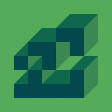 Edward Zajecs 2. Cubo 'nun 1971' deki uygulaması. Esasen 8 taştan oluşan bir Truchet fayans seti ve yerleştirme sanatı illüstrasyonu için kurallar  