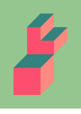 Edward Zajec 'in 1971' deki Il Cubo 'sunun uygulanması. Esasen 8 taştan oluşan bir Truchet fayans seti ve yerleştirme sanatı illüstrasyonu için kurallar