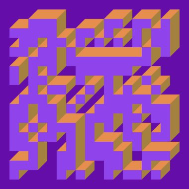 Edward Zajec 'in 1971' deki Il Cubo 'sunun uygulanması. Esasen 8 taştan oluşan bir Truchet fayans seti ve yerleştirme sanatı illüstrasyonu için kurallar