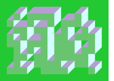 Edward Zajecs 2. Cubo 'nun 1971' deki uygulaması. Esasen 8 taştan oluşan bir Truchet fayans seti ve yerleştirme sanatı illüstrasyonu için kurallar 