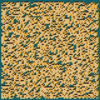 Soyut geometrik arkaplan. Edward Zajecs 2. Cubo 'nun 1971' deki uygulaması. Esasen 8 taştan oluşan bir Truchet fayans seti ve yerleştirme sanatı illüstrasyonu için kurallar 