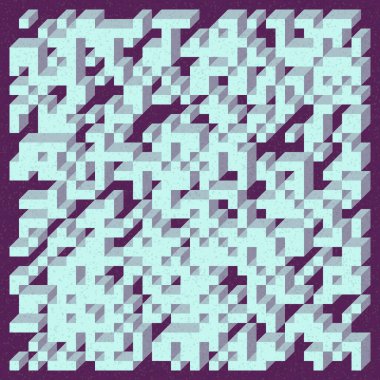 Edward Zajecs 2. Cubo 'nun 1971' deki uygulaması. Esasen 8 taştan oluşan bir Truchet fayans seti ve yerleştirme sanatı illüstrasyonu için kurallar  