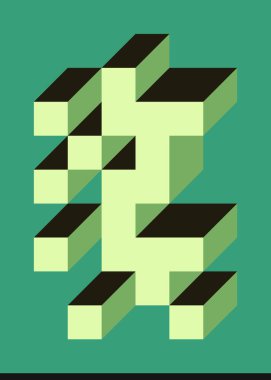 Edward Zajec 'in 1971' deki Il Cubo 'sunun uygulanması. Esasen 8 taştan oluşan bir Truchet fayans seti ve yerleştirme sanatı illüstrasyonu için kurallar